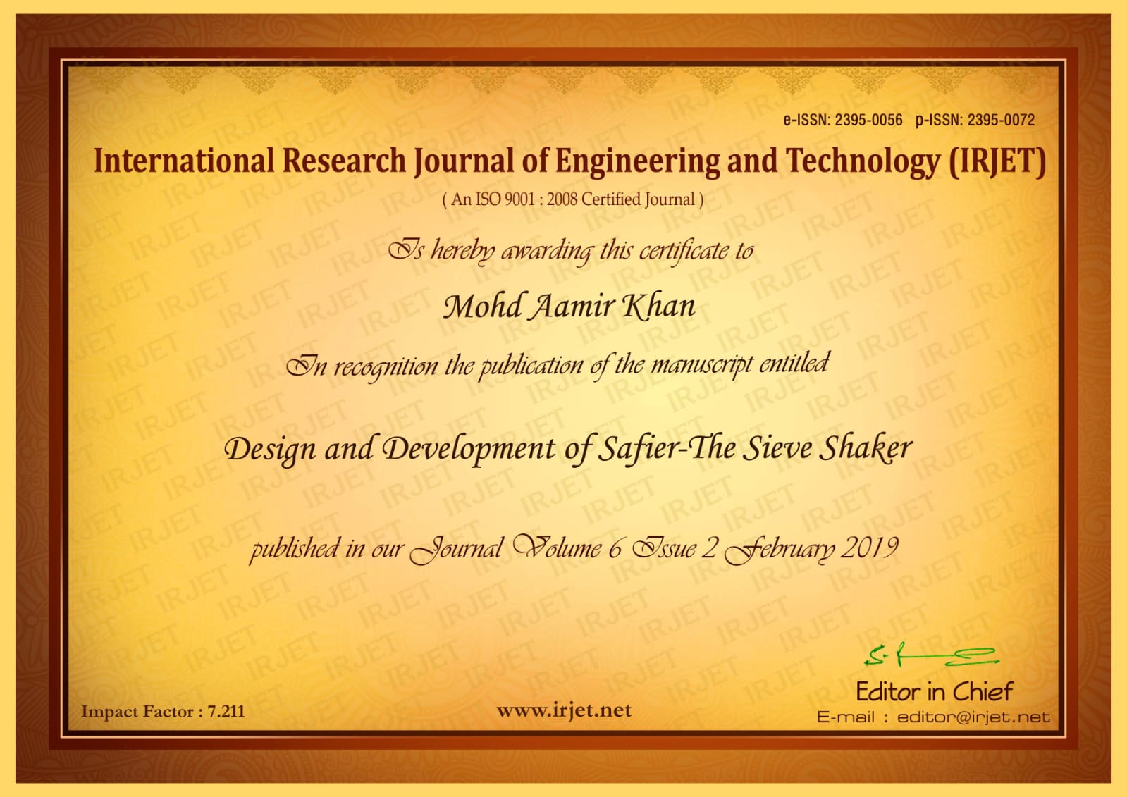 Certificate