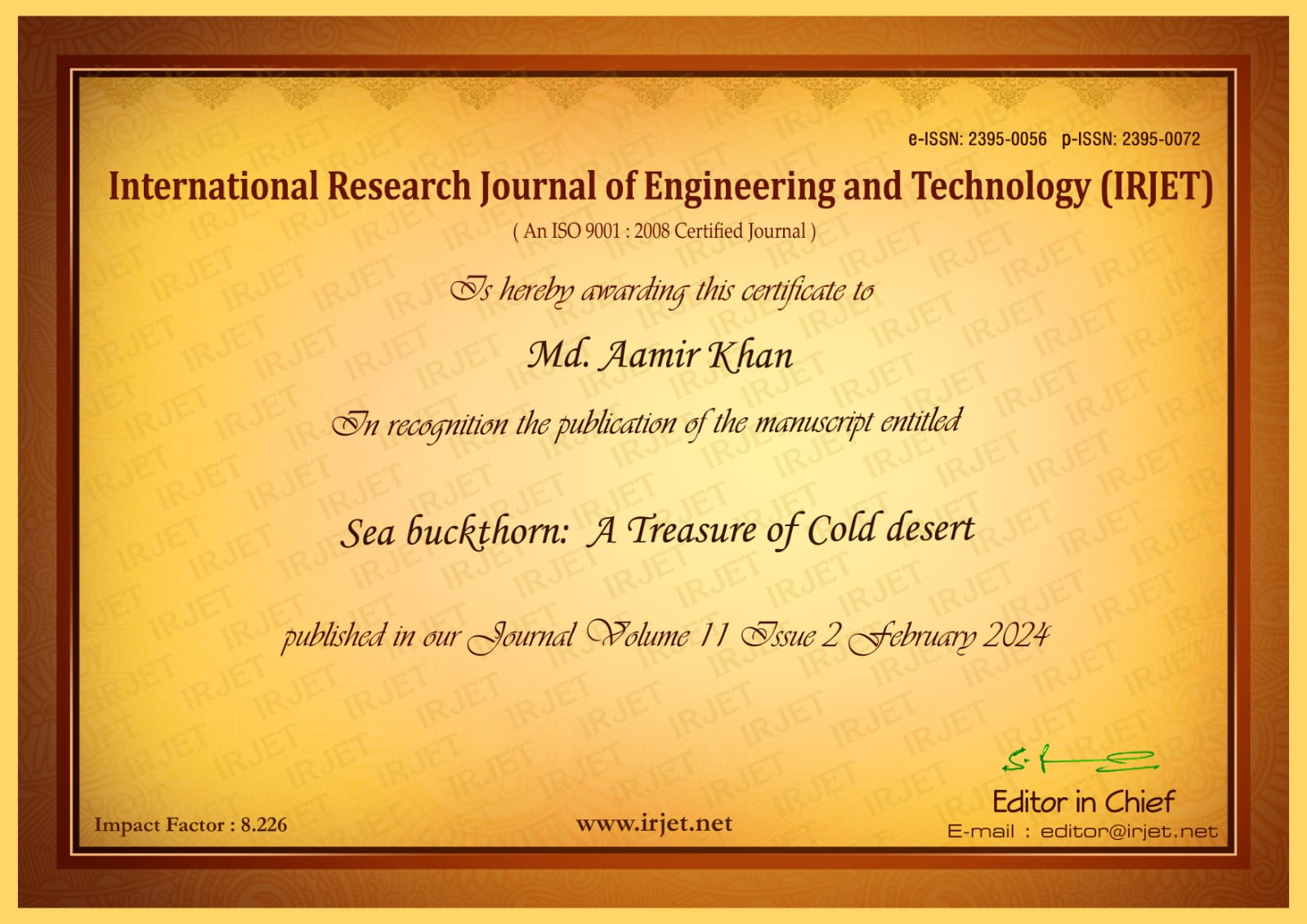Certificate